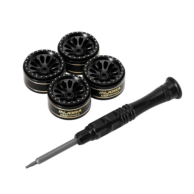 4 jantes en laiton noir ondulé Injora 0,7" D19 pour 1/30 SCX30 (W7005) - Image 3