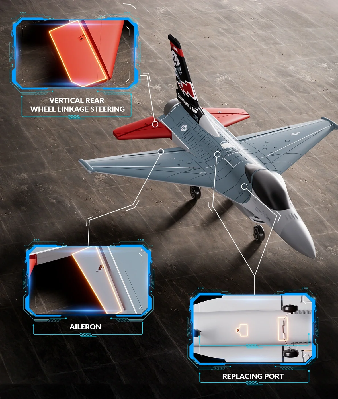 Avion F16 Fighting Falcon Gyro Brushless 4CH 300mm RTF - Image 3