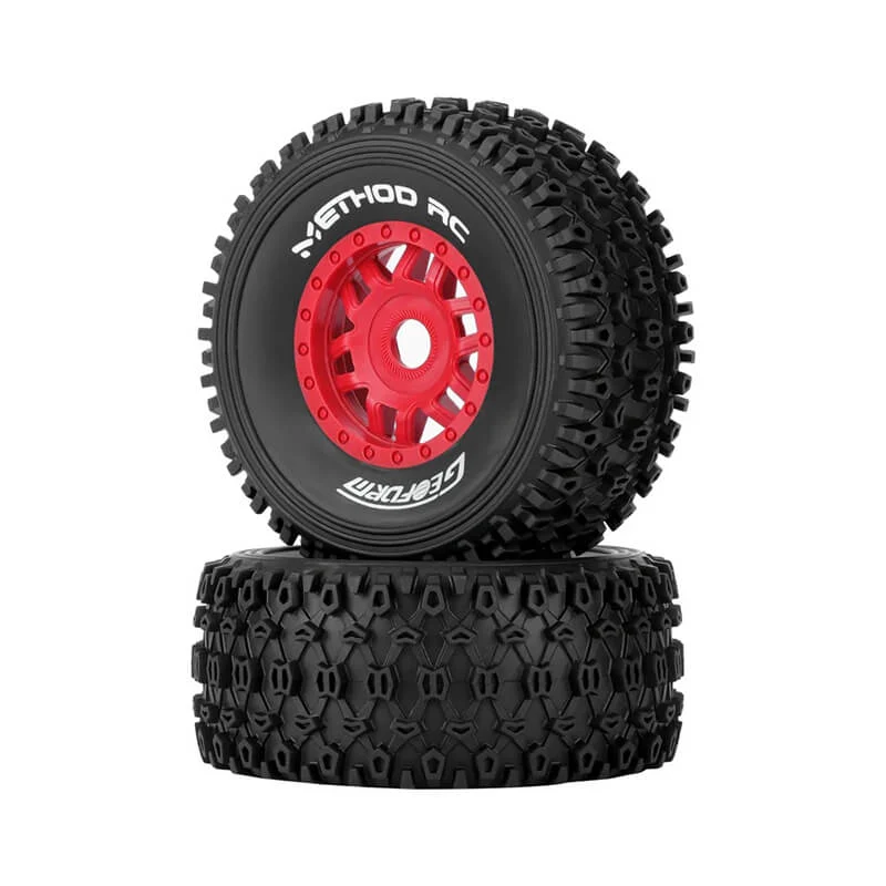 Paire de pneus + jantes Method Geoform 1/8 SC 17mm rouge - MTD0303R